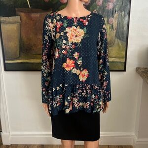 Johnny Was floral rayon blouse